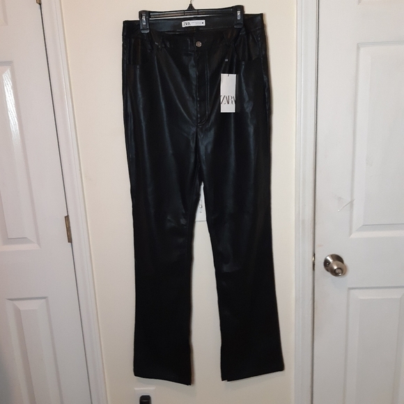 ZARA faux leather flared slim pants - Picture 7 of 10
